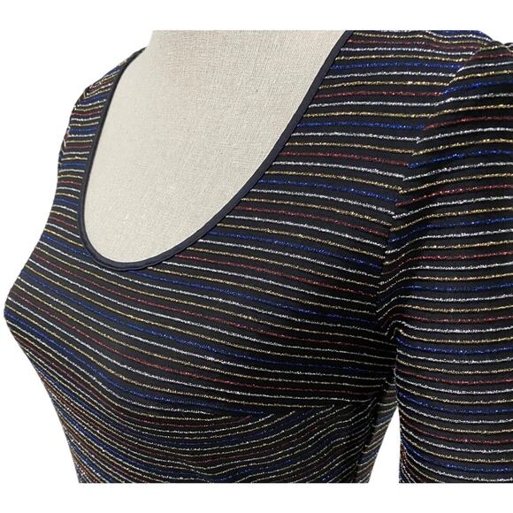 ModCloth Striped Glitter Sparkle Rainbow Skater Dress, Women's Size Medium - Picture 2 of 5